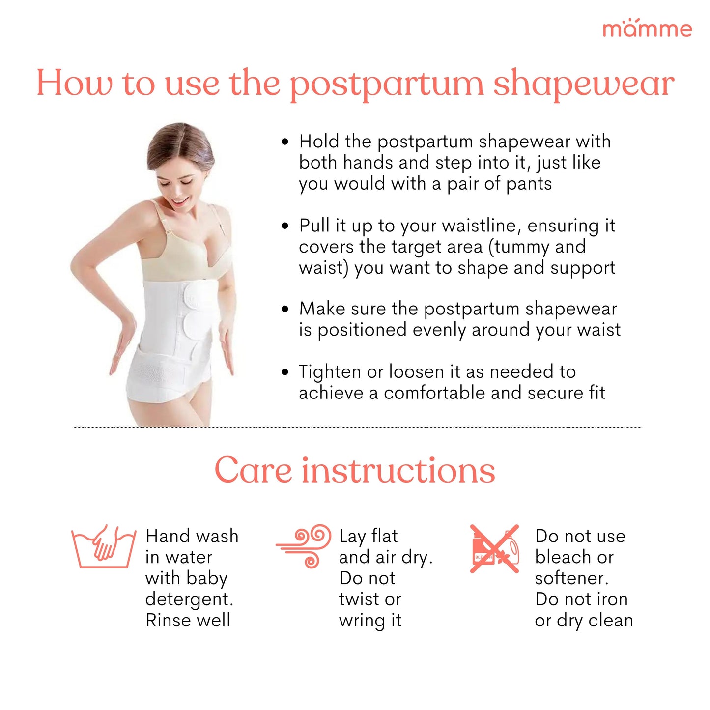 Mamme Postpartum Cotton Binder and Belly Support (2 pieces)
