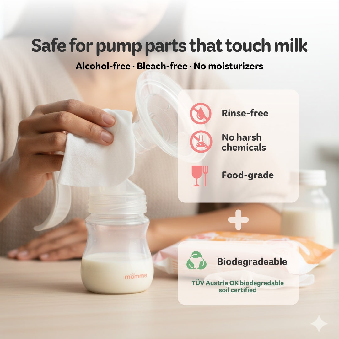 [10 + 2 BUNDLE] Mamme Breast Pump Wipes – Rinse-Free Cleaning (360 Biodegradable Sheets | 12 × 30 Sheets)