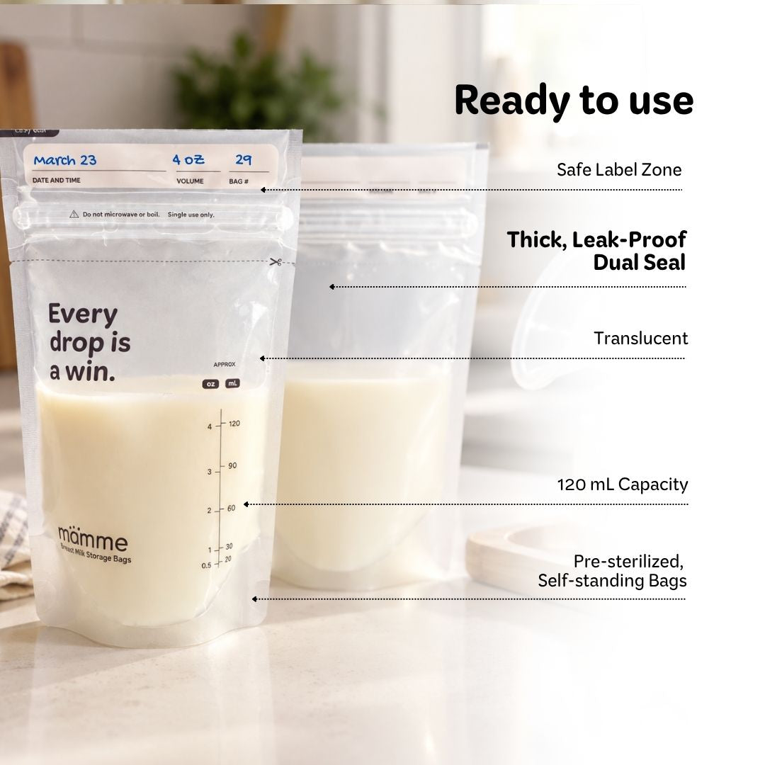 MAMME Breastmilk Storage Bags 120mL / 4oz, 30 pieces per pack