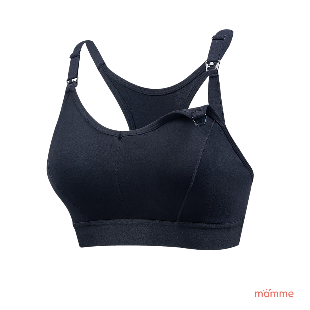 [LAST CHANCE] Mamme AIR Lightweight Racerback Nursing Bra, Black