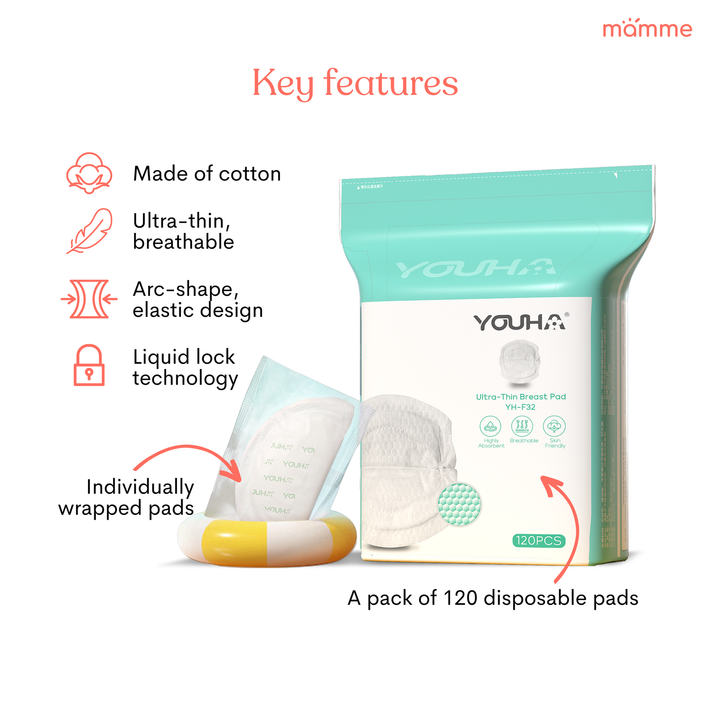 Ultra-Thin Disposable Breast Pads (120 Count) | Leak-Proof Breastfeeding Pads for Moms