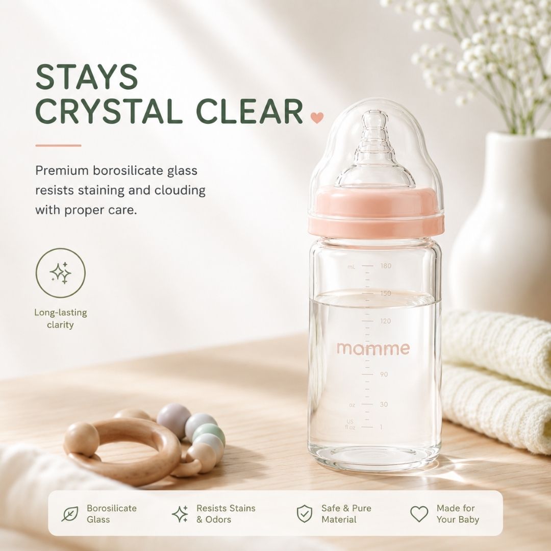 Wide Neck Glass Baby Bottle (180 mL)