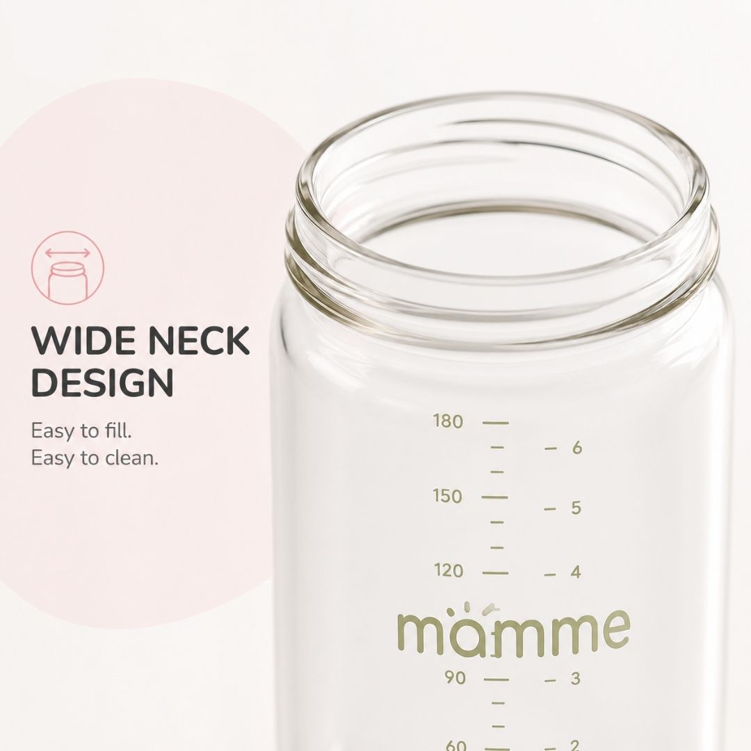 Wide Neck Glass Breastmilk Storage Bottle (180 mL)