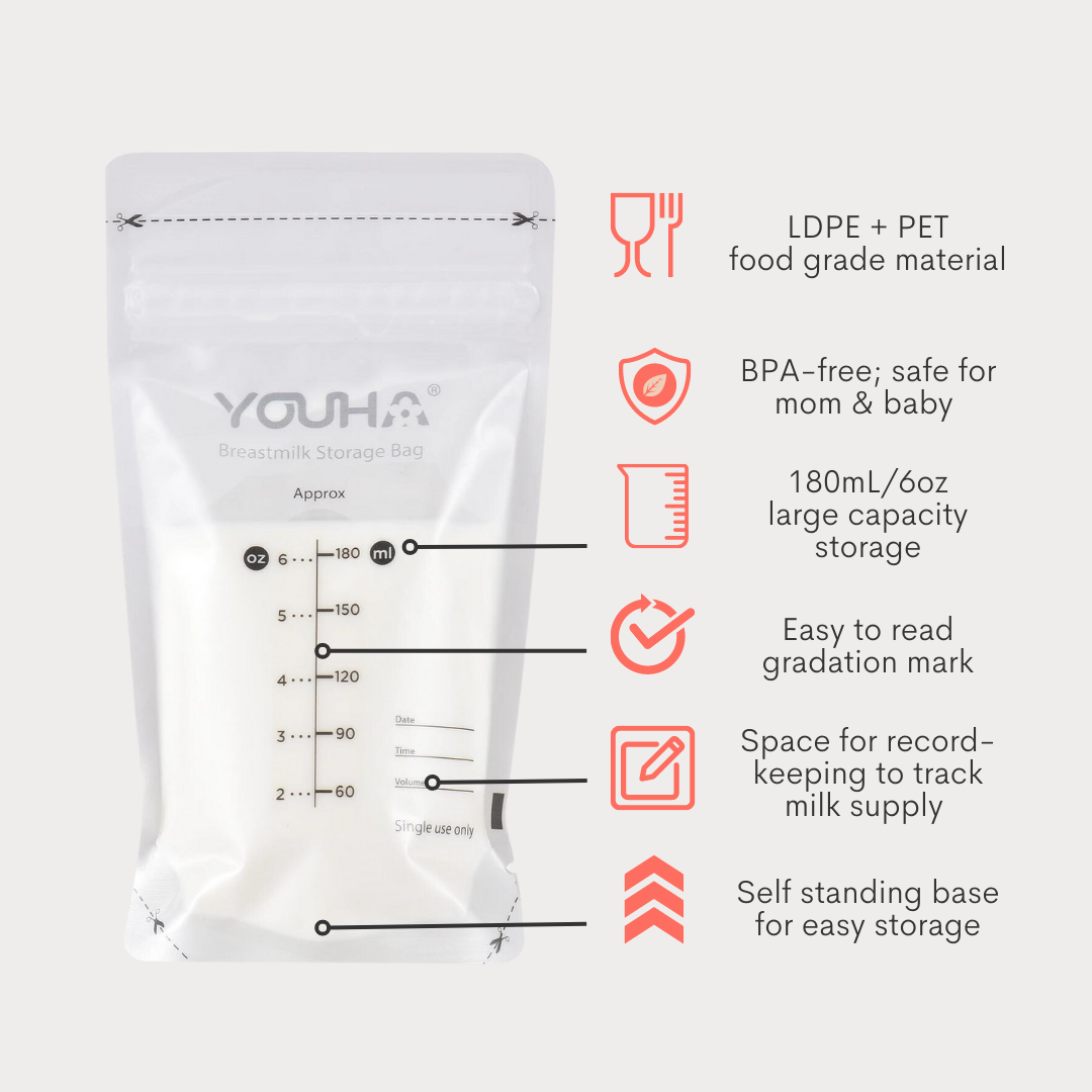 Breast Milk Storage Bags, 180mL